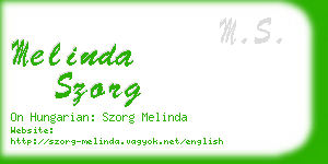 melinda szorg business card